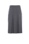 Prada Pleated Midi Skirt In Gray