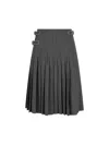 Prada Dark Grey Pleated Skirt In Black