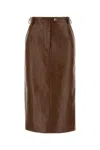 Prada Leather Skirt With Back Slit And Belt Loops In Brown