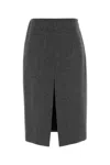 Prada Wool Skirt With Back Seam Detail In Gray