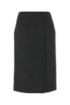 Prada Wool Skirt With Back Seam Detail In Gray