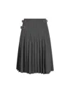 Prada Dark Grey Pleated Skirt In Black
