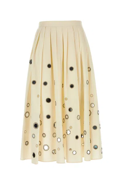 PRADA GONNA IN COTONE CREMA DONNA