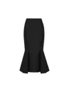 Prada Mermaid Wool Midi Skirt In Black