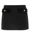 Prada Shearling-trimmed Wool Mini Skirt In Black
