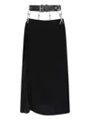 Prada Belt-detailed Pleated Crepe-cady Midi Skirt In Black