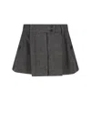 Prada Wool Mini Skirt With Vichy-pattern In Black