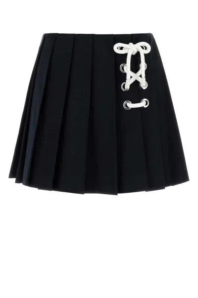 Prada Midnight Blue Drill Mini Skirt In Black
