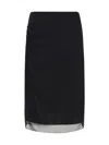 Prada Tulle Midi Skirt In Black