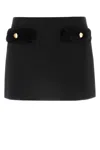 Prada Shearling-trimmed Wool Mini Skirt In Black