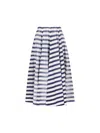 Prada Striped Old Poplin Full Skirt In Blue