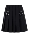 Prada Flared Pleated Skirt With Front Rings And Classic Finish In Black