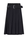 Prada Knee Length A-line Skirt With Belted Waist In Black