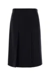 Prada Dark Blu Wool Skirt In Blue