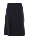 Prada Virgin Wool Midi Skirt In Blue