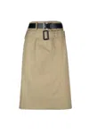 Prada Waist Belted Knee-length Skirt With Back Slit In Brown