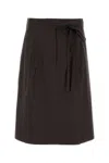 Prada Women Brown Stretch Poplin Skirt In Brown