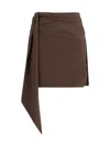 Prada Women Crepe De Chine Mini Skirt In Brown