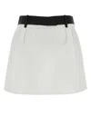 Prada Poplin Mini Skirt Belt Loops Waistband Pleated In White