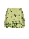 Prada Embroidered Silk And Wool Miniskirt In Fern