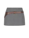 Prada Skirt With Asymmetric Hem And Belted Design In Gray