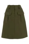 Prada Army Green Cotton Skirt In Green