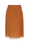 Prada Double Layer Semi-sheer Midi Skirt In Grey