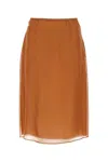 Prada Double Layer Semi-sheer Midi Skirt In Grey