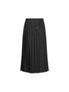 Prada Pleated Brooch Midi Skirt In Grey