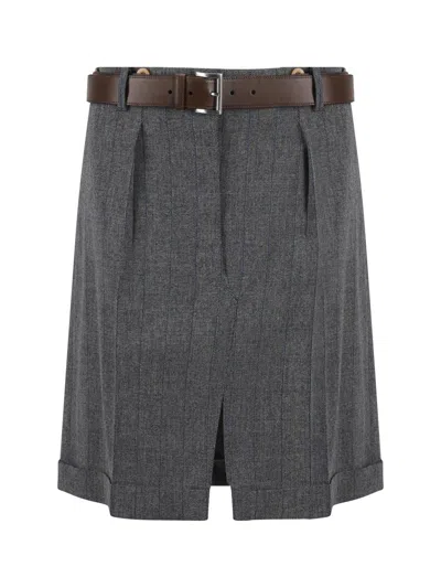 Prada Gabardine Miniskirt In Grey