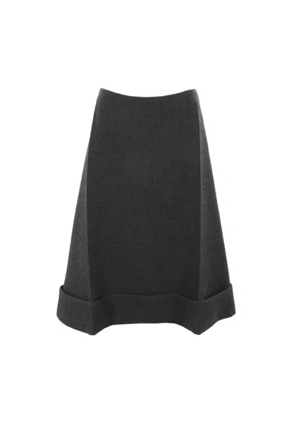 Prada Midirock Im Vintage-look Mit Schnellstich In Anthrazitgrau