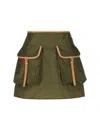 Prada Womens Green Re-nylon Patch-pocket Mid-rise Recycled-nylon And Leather Mini Skirt In Loden