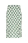 Prada Green Cotton Skirt With Geometric Pattern In Multicolor