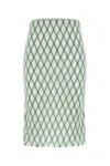 Prada Green Cotton Skirt With Geometric Pattern In Multicolor