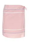 Prada Short Batista Cotton Check Skirt In Pink