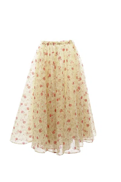 Prada Printed Nylonette Midi Skirt In Neutrals