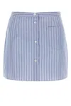 Prada Striped Chambray Miniskirt In Stripped