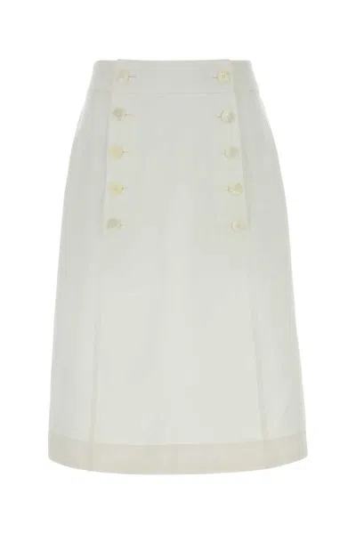 Prada A-line Skirt Featuring Buttons And High Waist In White