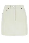 Prada Logo-appliqué Denim Mini Skirt In White