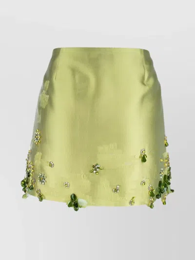 Prada Skirts With Embellished Floral Appliqué And Satin Finish