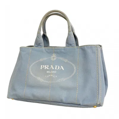Pre-owned Prada Sky Blue Canvas Tote Bag ()