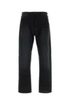Prada Raw Demim Jeans With Leather Buckled Strap In Black