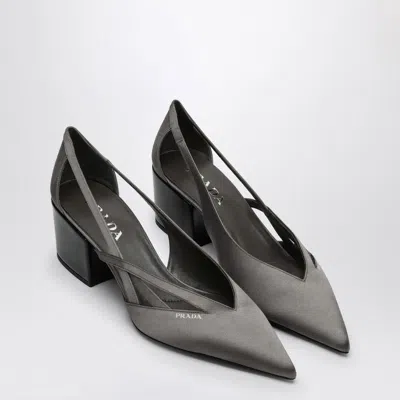 Prada Satin Point Toe Pumps With Cut-outs 6cm In Black