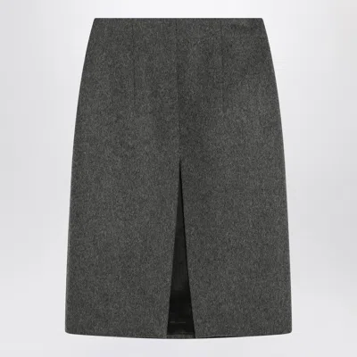 Prada Slate Grey Skirt In Wool Women In Gray