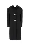 Prada Shetland Wool Coat With Jewel Buttons In Black