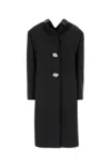 Prada Shetland Wool Coat With Jewel Buttons In Black