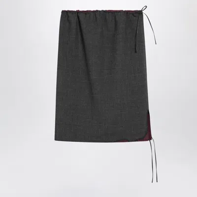 PRADA PRADA SLATE/GARNET MIDI SKIRT IN BONDED DÉVORÉ MATTING