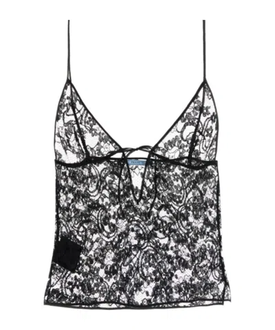 PRADA PRADA V-NECK LACED TOP