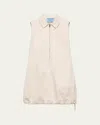 Prada Sleeveless Chino Drawstring Mini Dress In Neutral