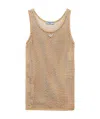 Prada Sleeveless Cotton Mesh Top In Brown